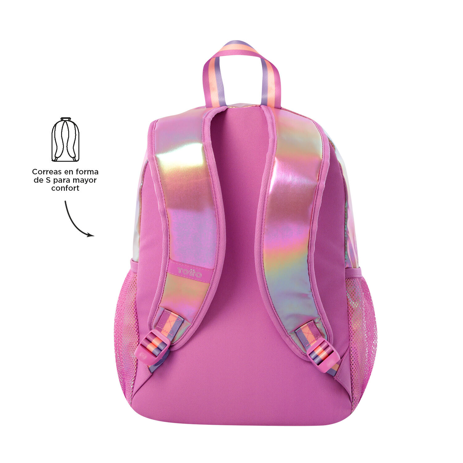 Totto Mochila Infantil Glowy M Rosa Poliéster 28.5 x 40.5 x 11 cm 4/5