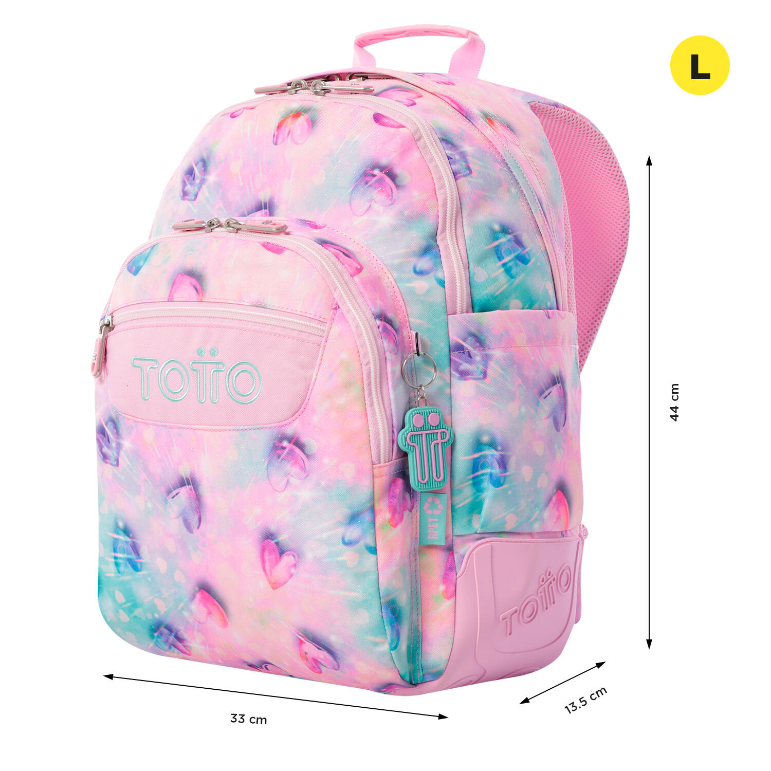 Totto Mochila escolar Rayol Shiny Heart Poliéster reciclado 33 x 44 x 13.5 cm 2/5