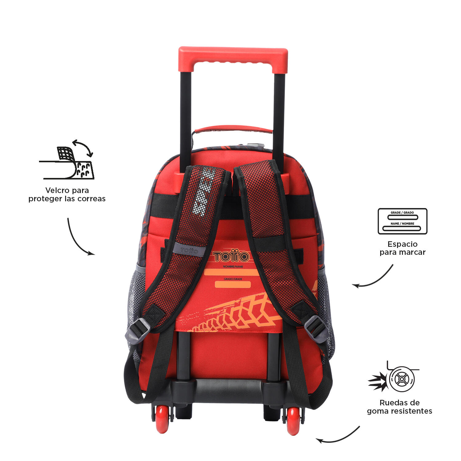 Totto Mochila infantil ruedas Speed Biker Rojo Poliéster 30 x 41.5 x 19 cm 3/5