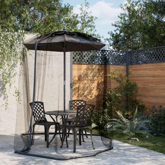 VidaXL Moskitonetz für Sonnenschirm Ø330 cm schwarz