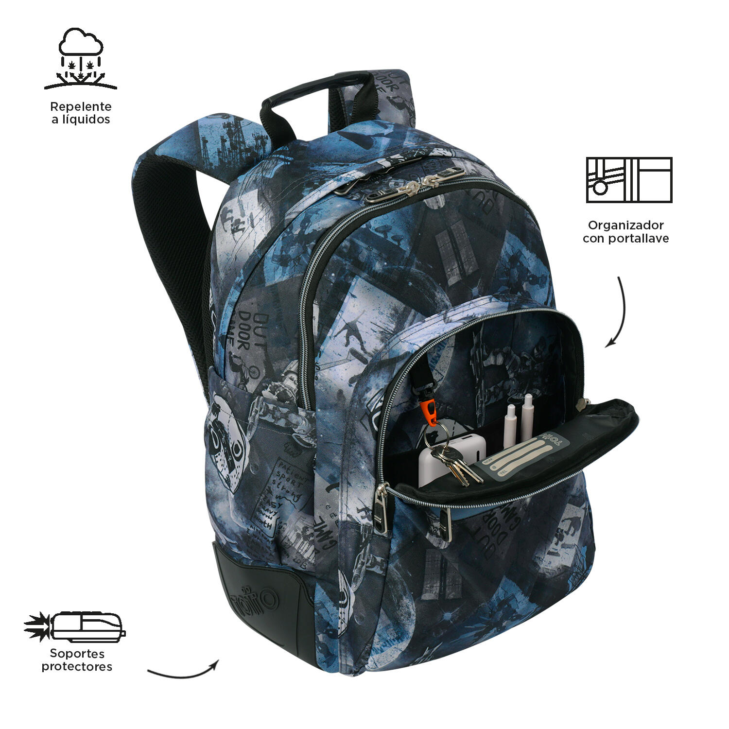 Totto Mochila escolar Rayol Film Poliéster reciclado 33 x 44 x 13.5 cm 5/5