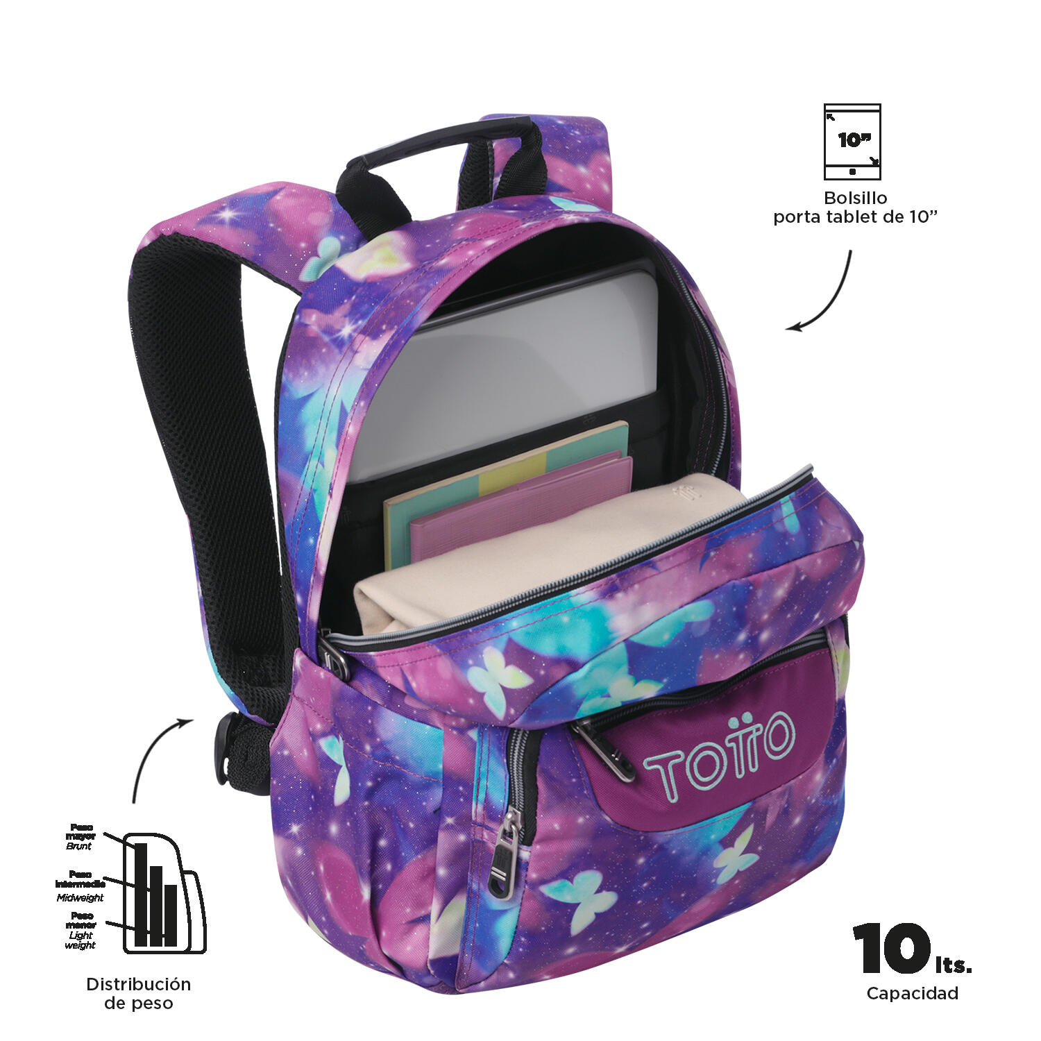 Totto Mochila escolar Tempera Butterfly Poliéster reciclado 27 x 36.5 x 12 cm 4/5