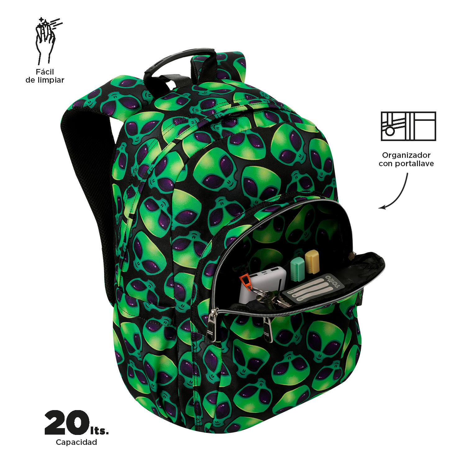 Totto Mochila escolar Acuareles Ali Poliéster reciclado 33 x 44 x 14 cm 5/5