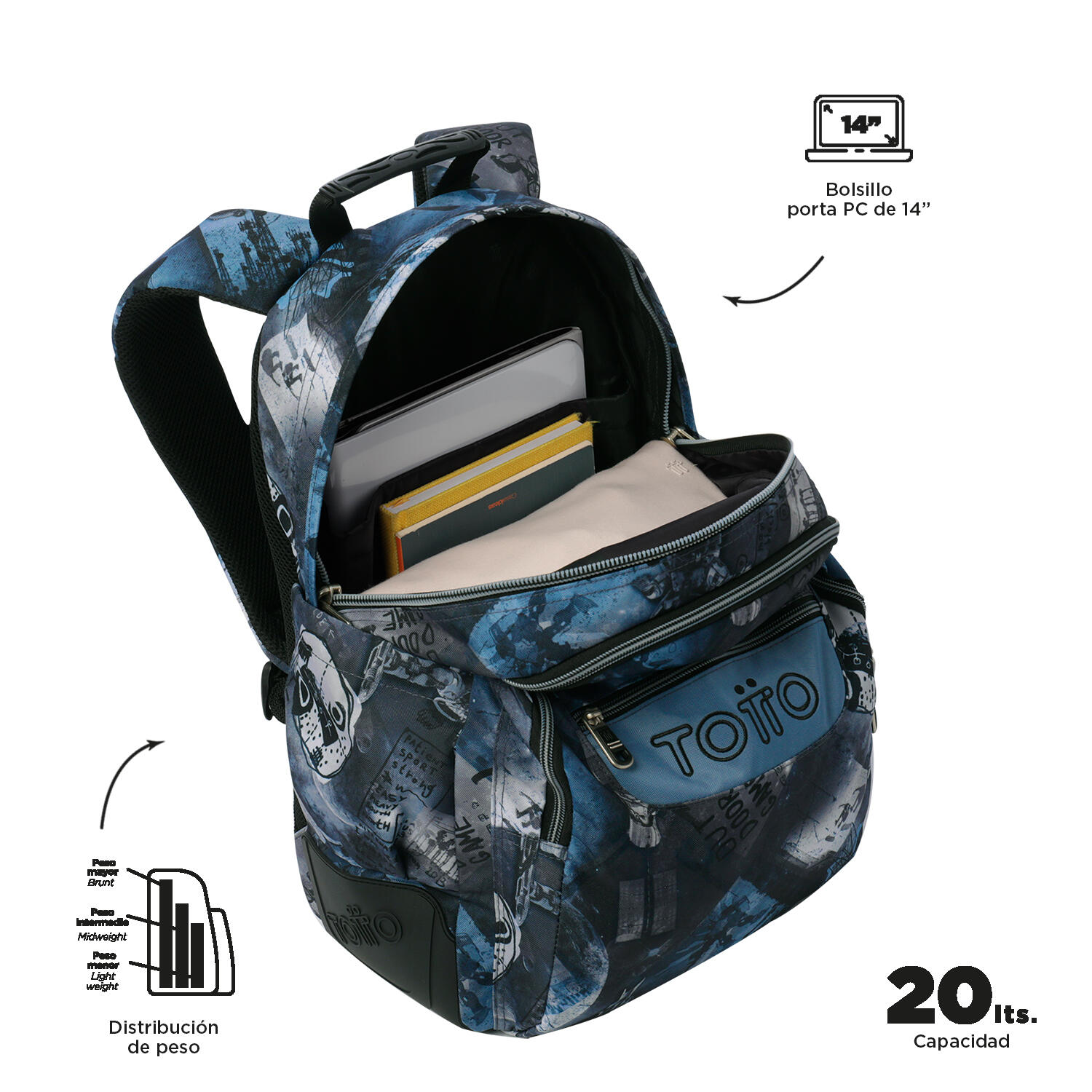 Totto Mochila escolar Rayol Film Poliéster reciclado 33 x 44 x 13.5 cm 4/5