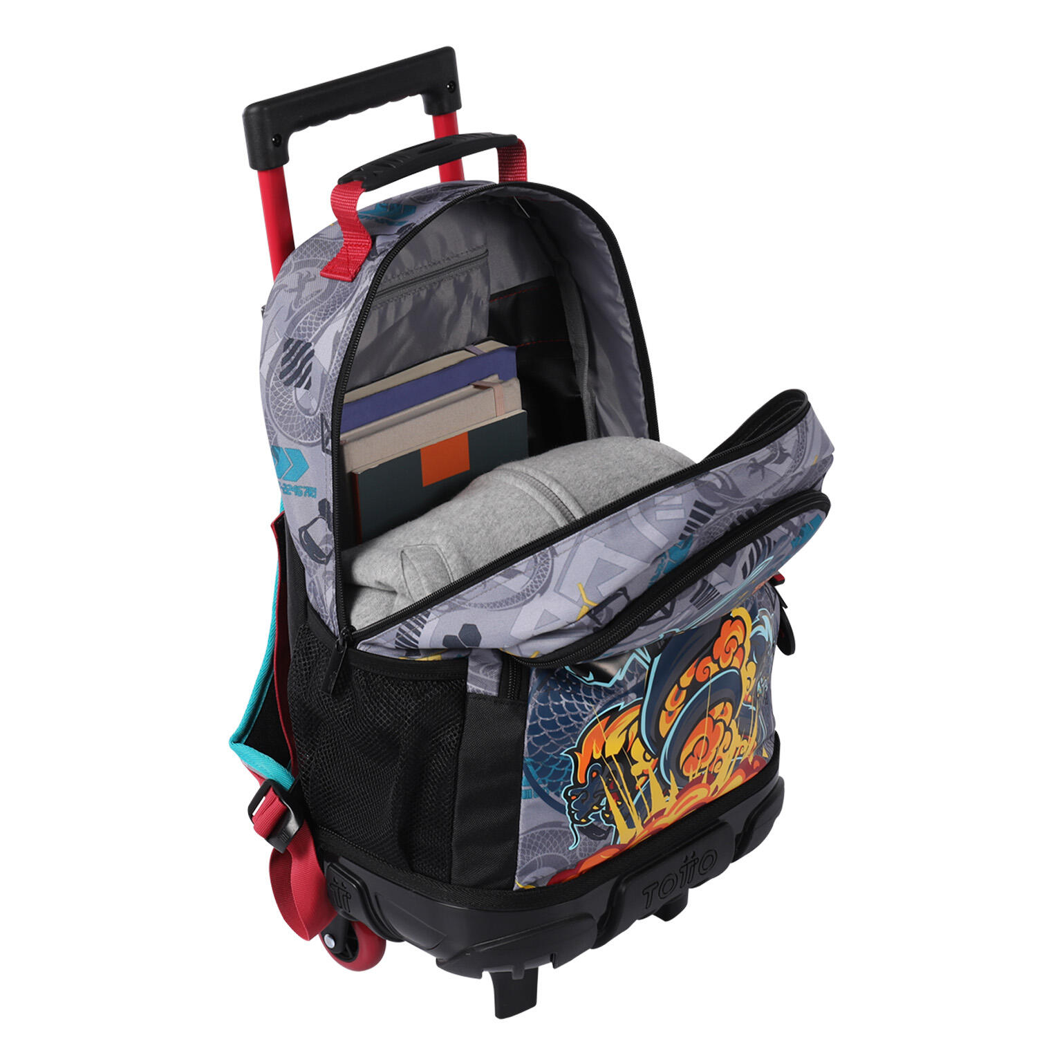 Totto Mochila infantil ruedas Raiyu Gris Poliéster 29 x 41.5 x 17 cm 5/5