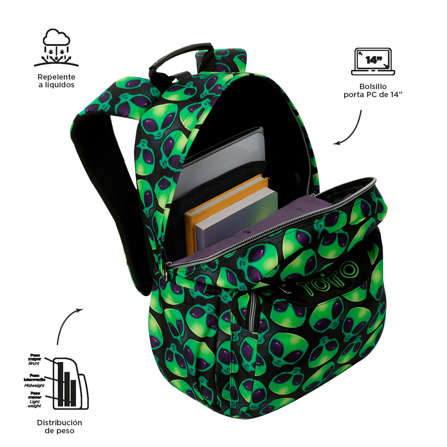 Totto Mochila escolar Acuareles Ali Poliéster reciclado 33 x 44 x 14 cm 4/5