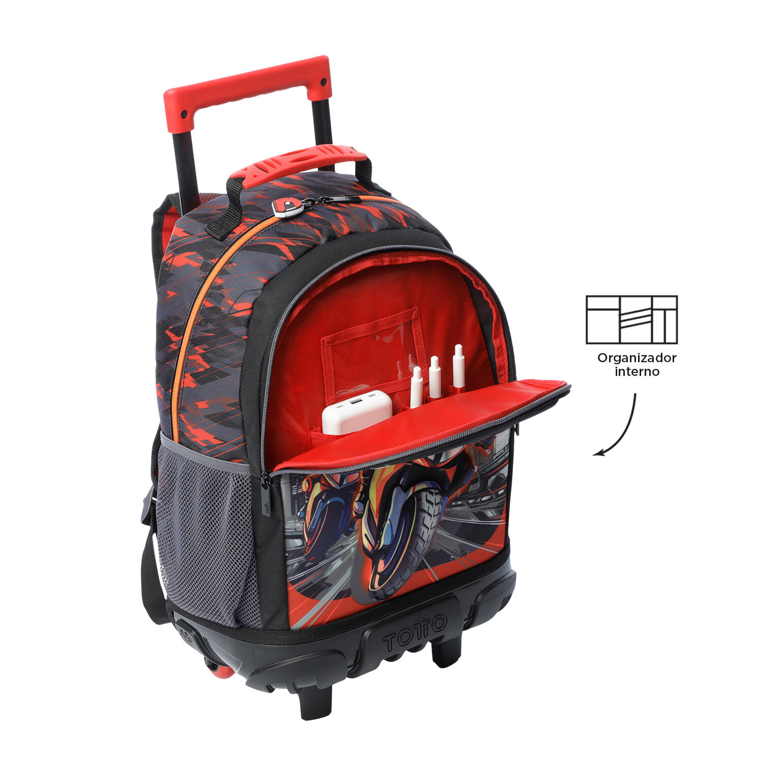 Totto Mochila infantil ruedas Speed Biker Rojo Poliéster 30 x 41.5 x 19 cm 5/5