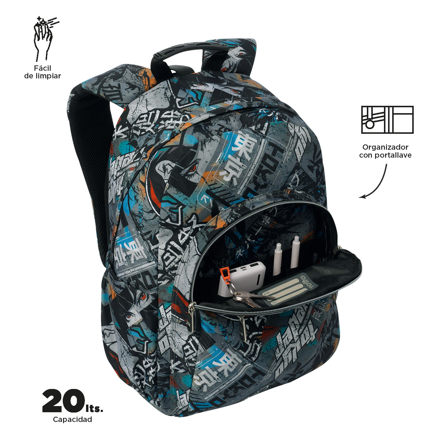 Totto Mochila escolar Acuareles Okubo Poliéster reciclado 33 x 44 x 14 cm 5/5