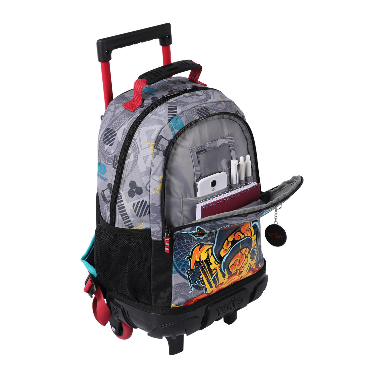 Totto Mochila infantil ruedas Raiyu Gris Poliéster 29 x 41.5 x 17 cm 4/5