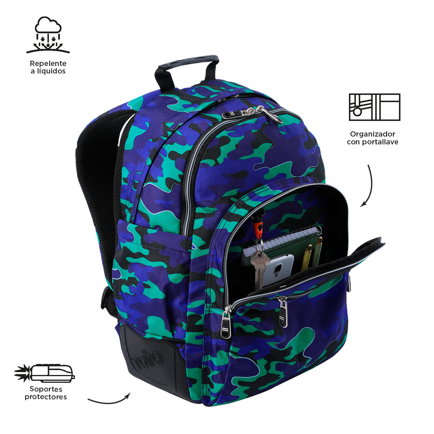 Totto Mochila escolar Rayol Seli Poliéster 33 x44 x13.5 cm 5/5
