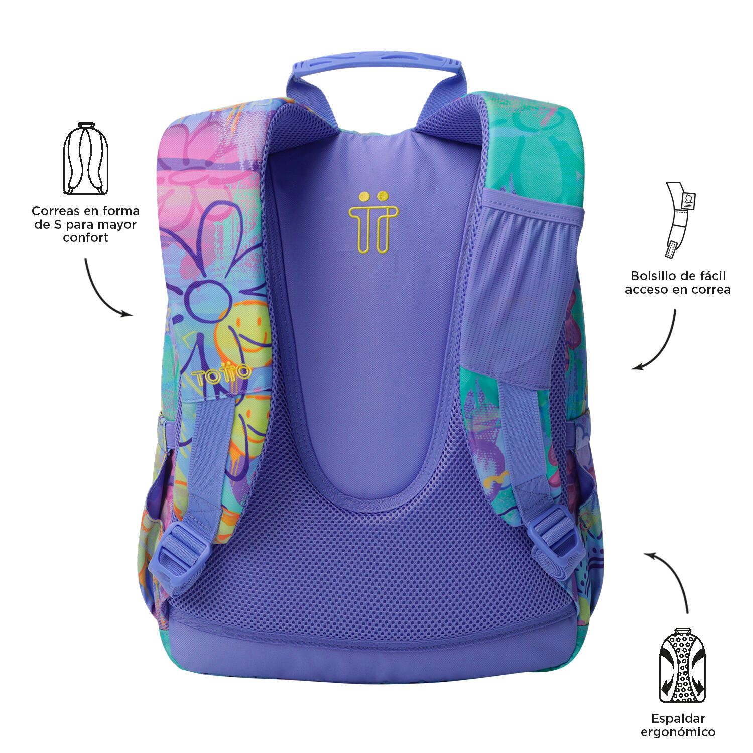 Totto Mochila escolar Gommas Grafily Poliéster reciclado 29 x 39 x 14 cm 3/5