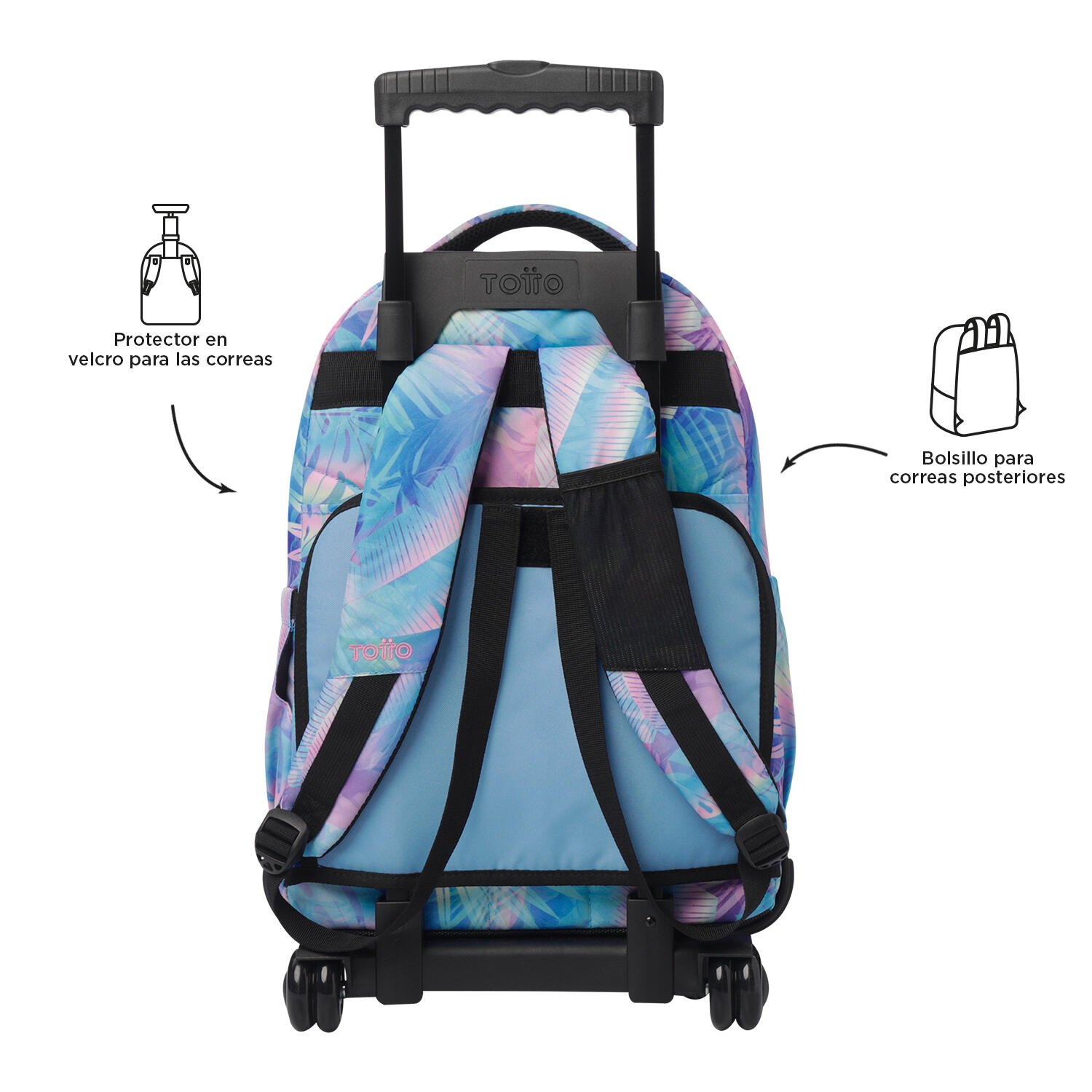 Totto Mochila escolar ruedas Renglones Prisma Poliéster reciclado 32 x 45.5 x 1 4/5