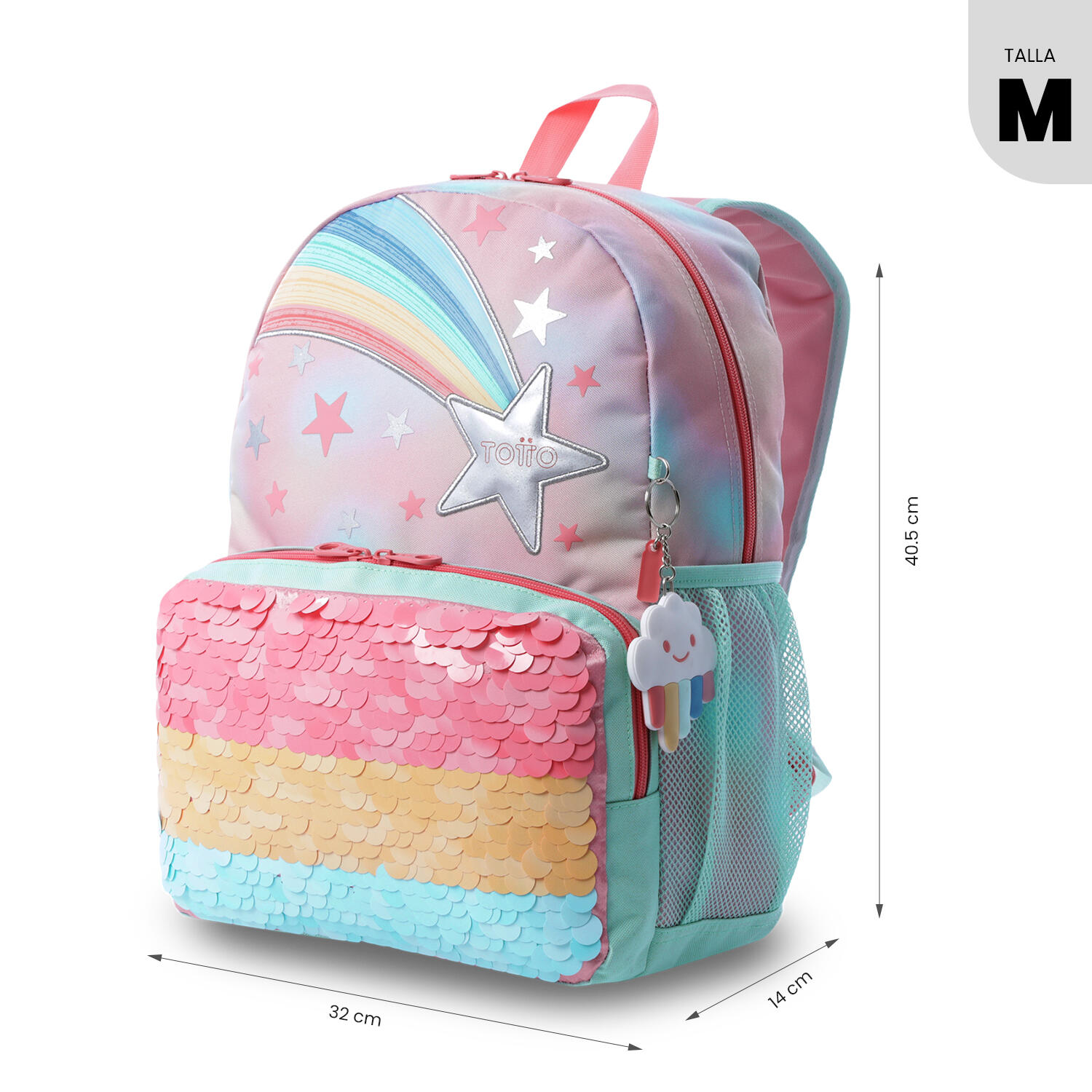 Totto Mochila infantil Rainbow Star M Rainbow Star Poliéster 30 x 40.5 x 13 cm 3/5