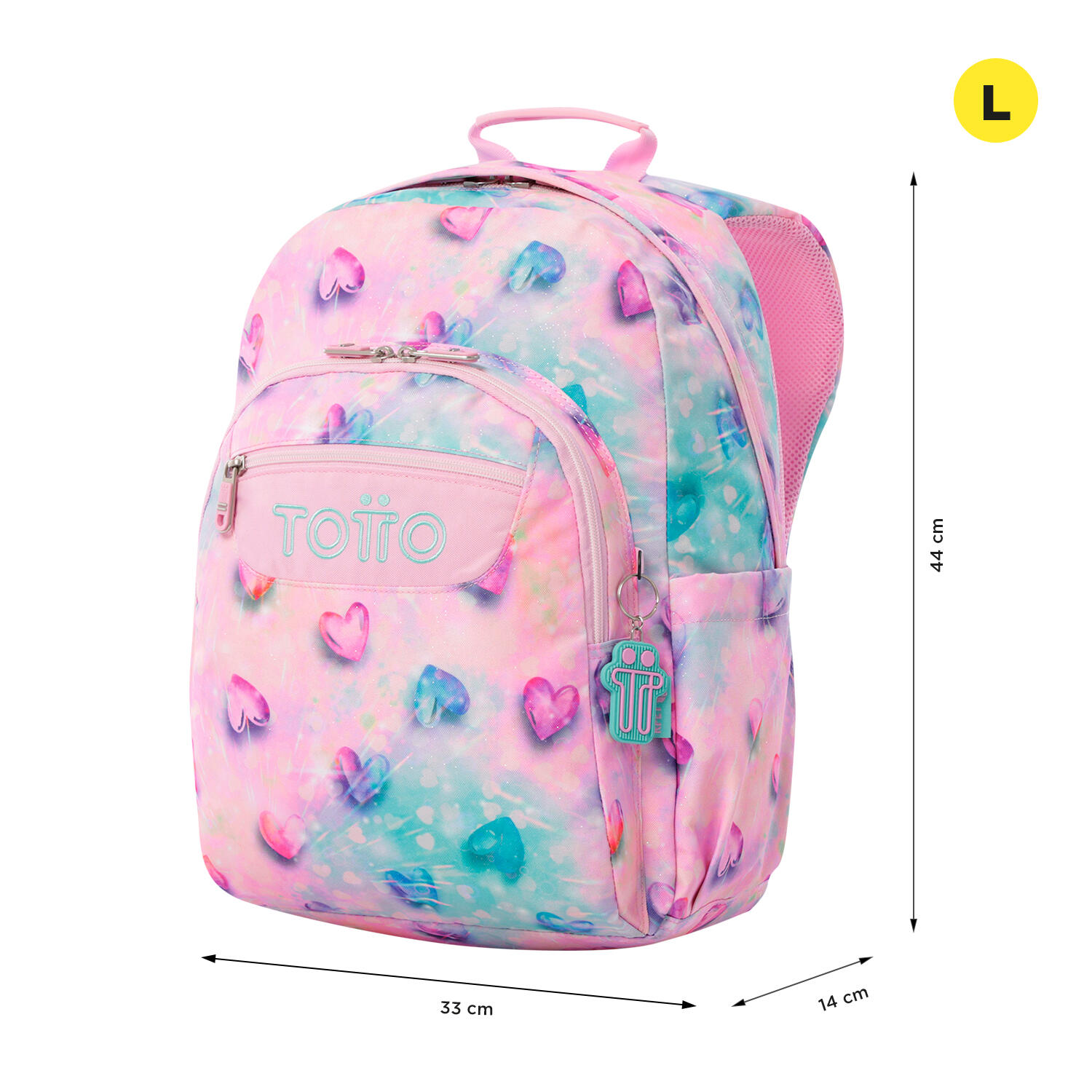 Totto Mochila escolar Acuareles Shiny Heart Poliéster reciclado 33 x 44 x 14 cm 2/5