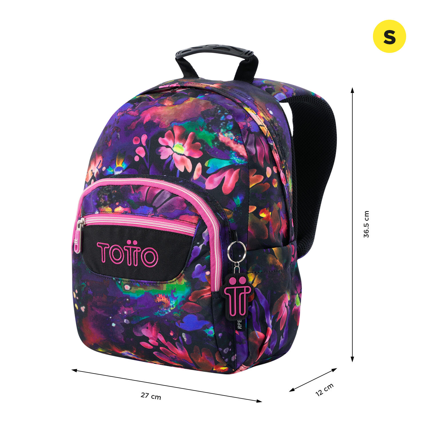 Totto Mochila escolar Tempera Flower Galaxy Poliéster reciclado 27 x 36.5 x 12 2/5
