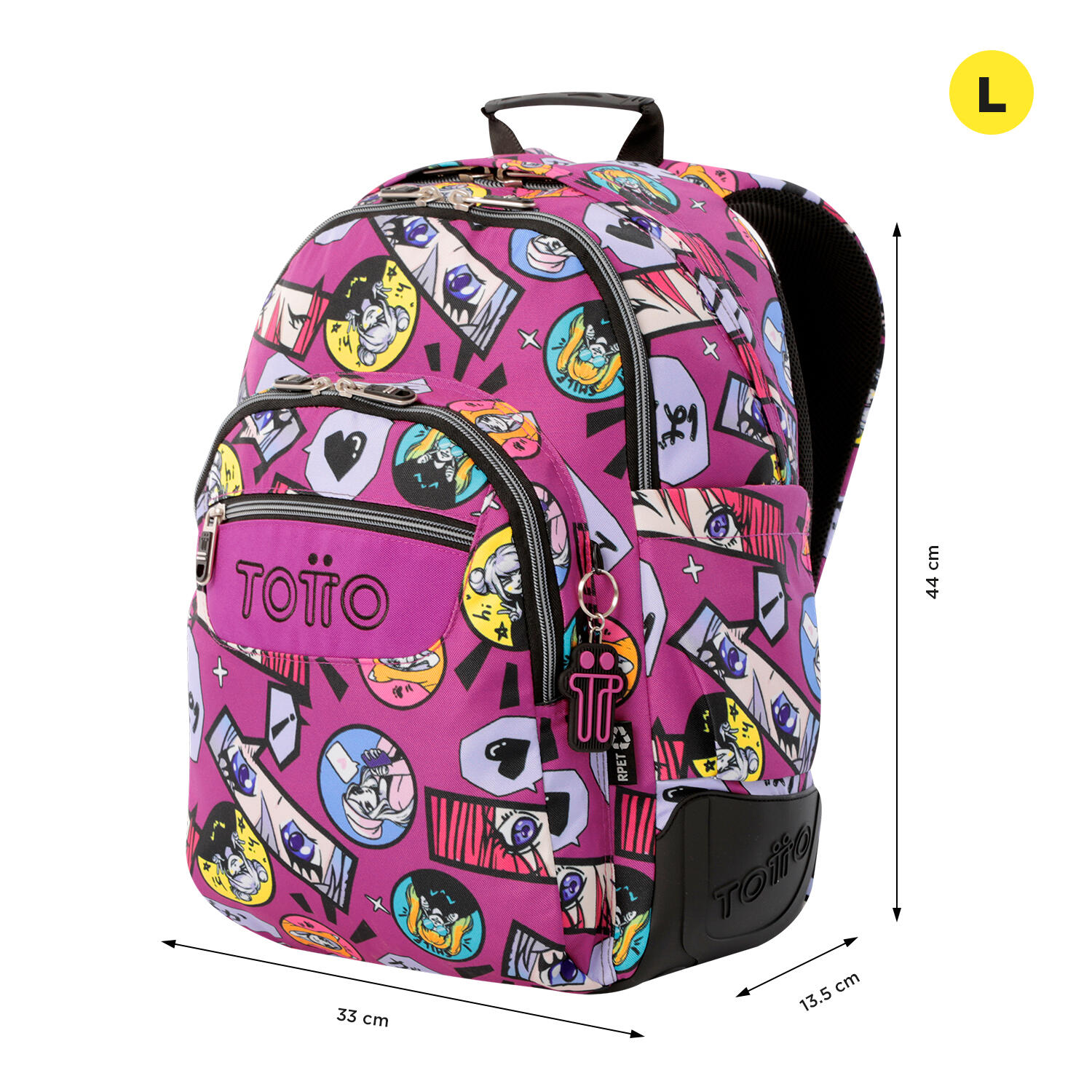 Totto Mochila escolar Rayol Kitsune Poliéster reciclado 33 x 44 x 13.5 cm 2/5