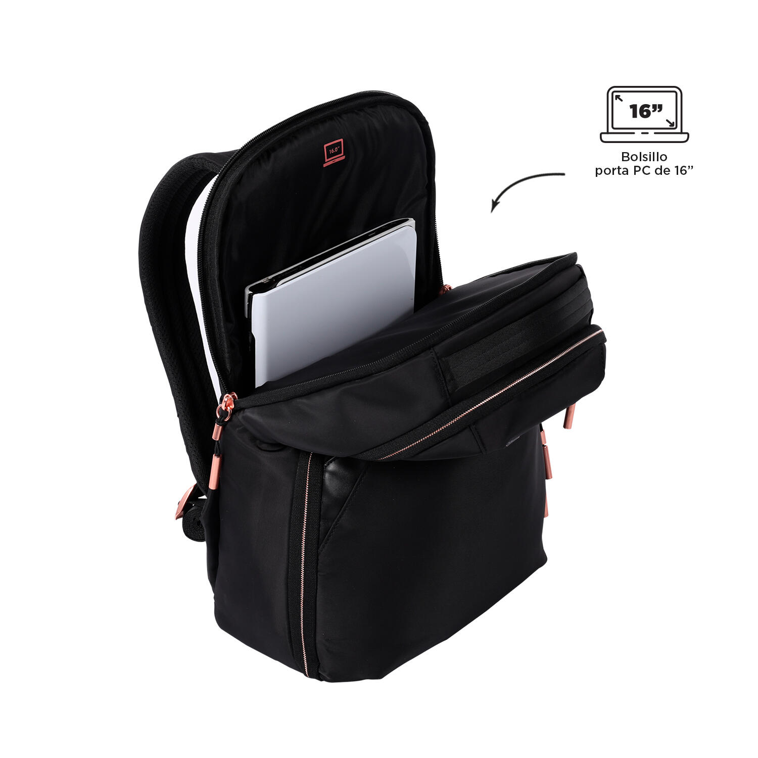 Totto Mochila ejecutiva Roxanne Negro Poliéster 28.5 x 42.5 x 12 cm 4/5