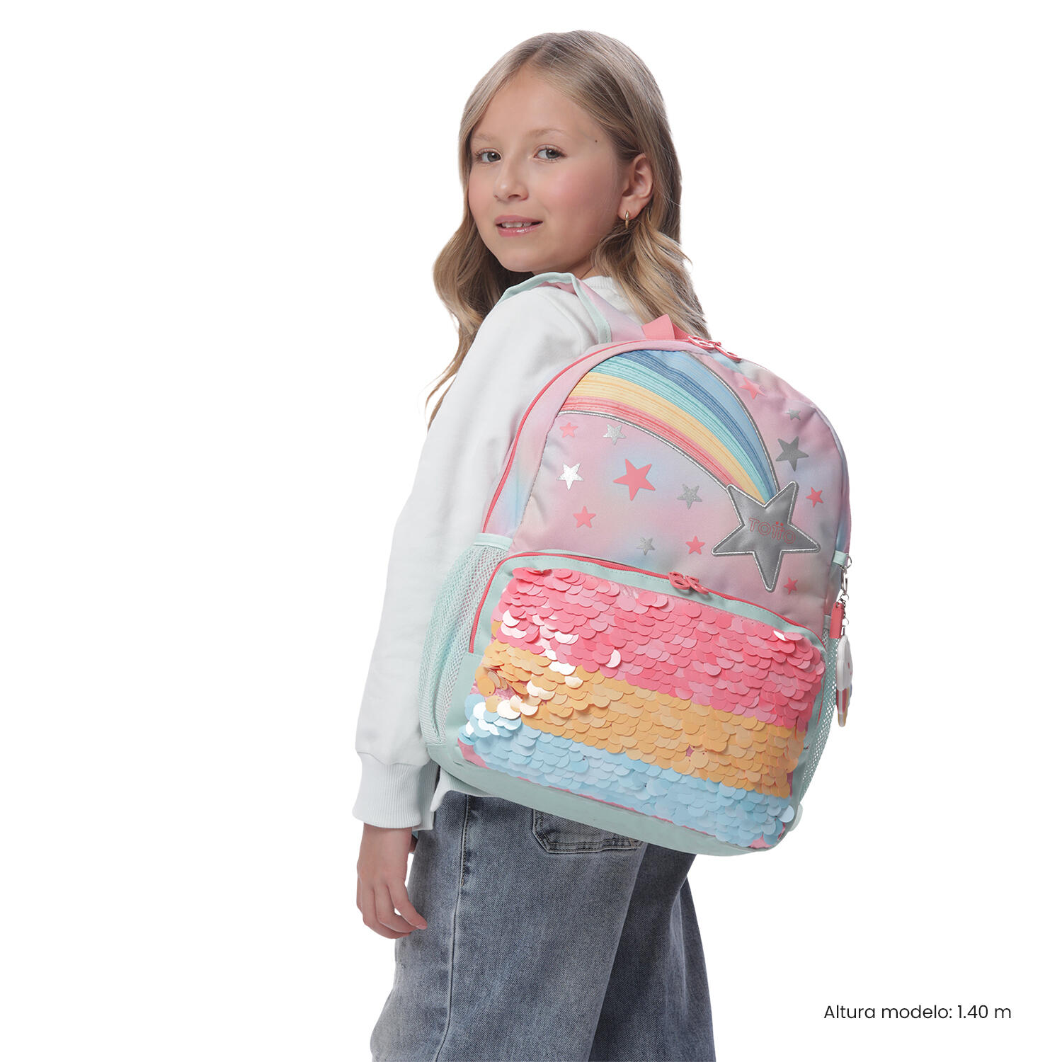 Totto Mochila infantil Rainbow Star M Rainbow Star Poliéster 30 x 40.5 x 13 cm 2/5