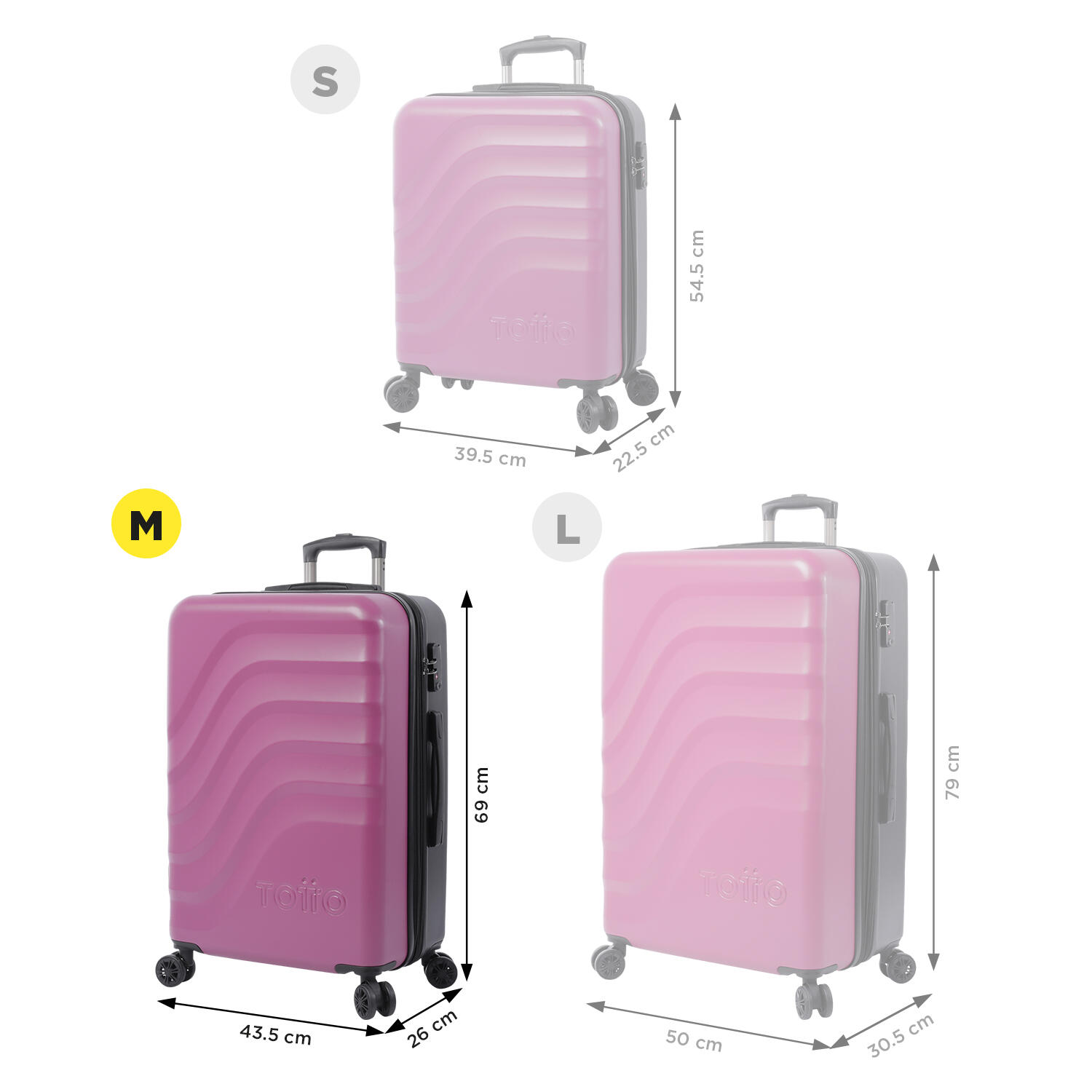 Totto Maleta mediana Bazy+ Expandible Rosa Policarbonato 43.5 x 69 x 26 cm 3/5