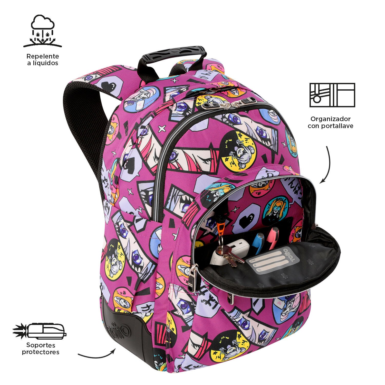 Totto Mochila escolar Rayol Kitsune Poliéster reciclado 33 x 44 x 13.5 cm 5/5
