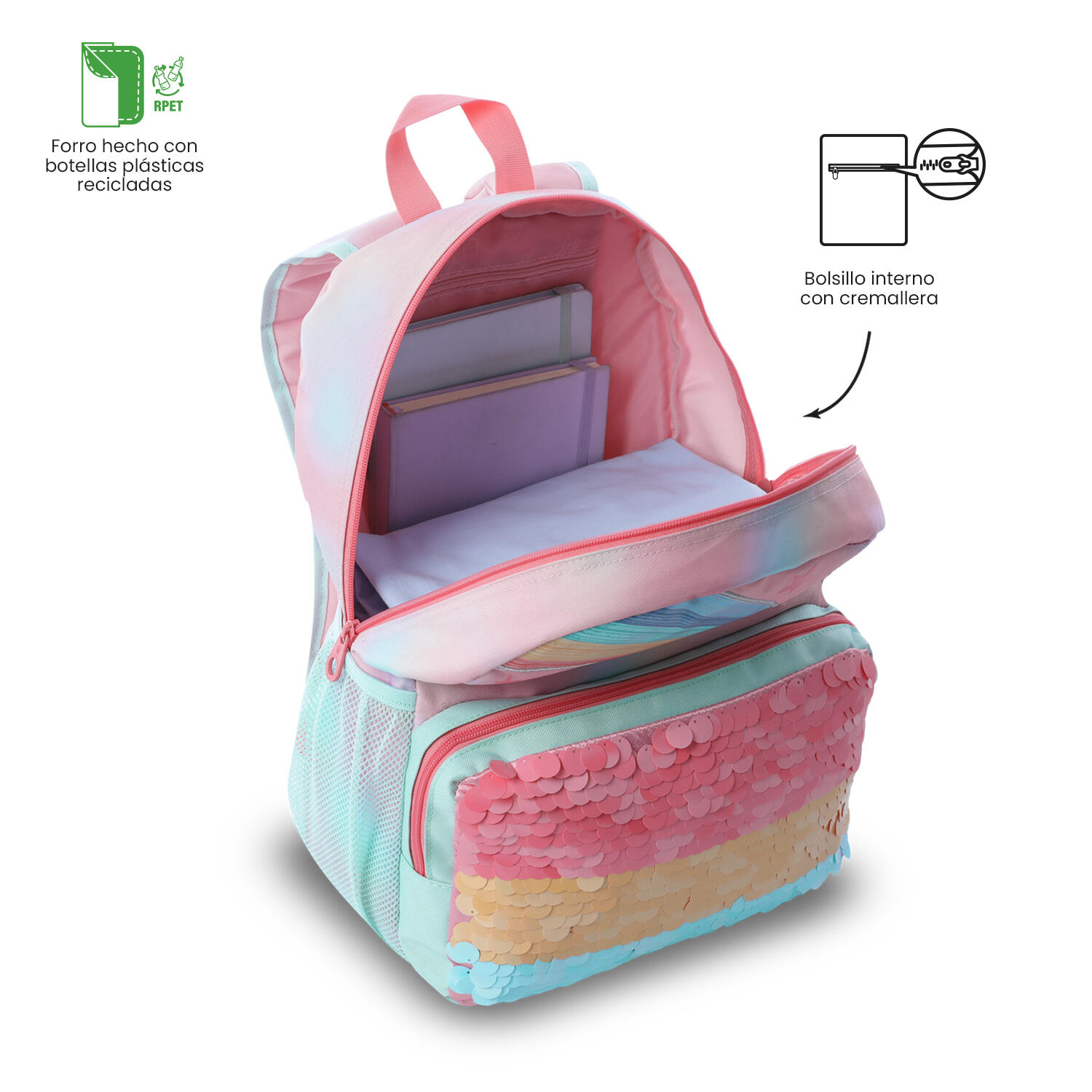 Totto Mochila infantil Rainbow Star M Rainbow Star Poliéster 30 x 40.5 x 13 cm 5/5