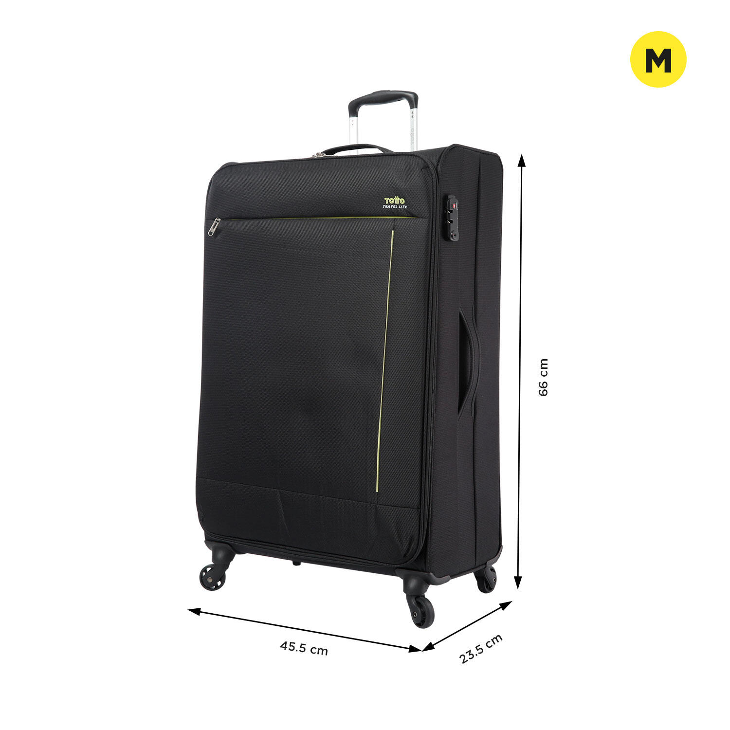 Totto Maleta mediana Travel Lite Negro Poliéster 45.5 x 66 x 23.5 cm 2/5