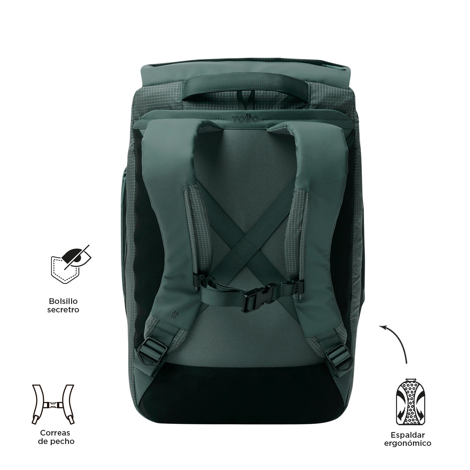 Totto Mochila ejecutiva Dual Silver Pine Poliamida 29 x 48 x 16 cm 4/5