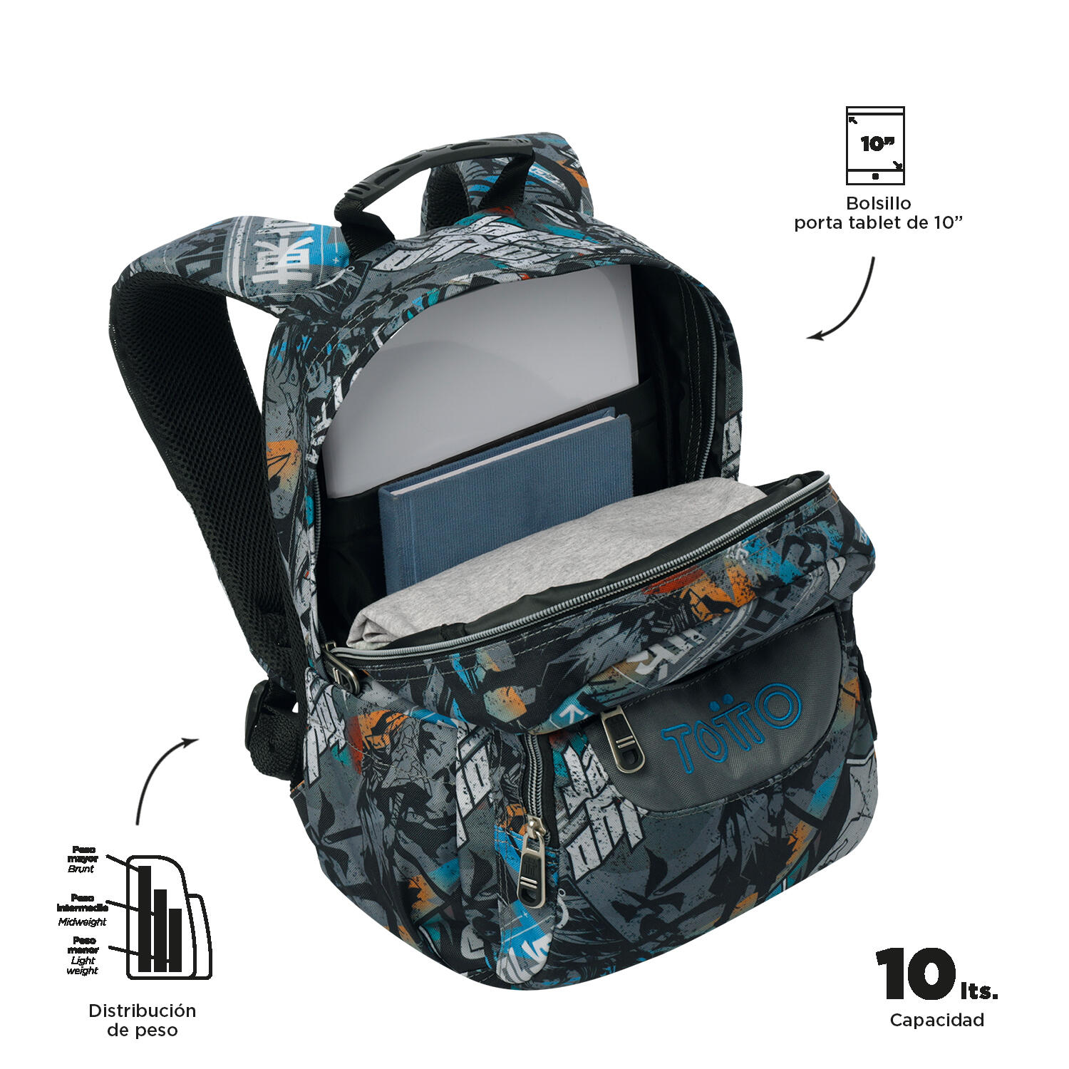 Totto Mochila escolar Tempera Okubo Poliéster reciclado 27 x 36.5 x 12 cm 4/5