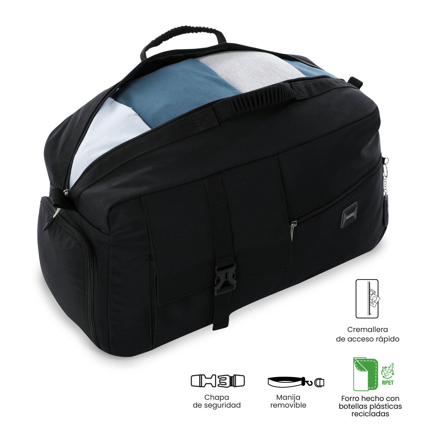 Totto Bolsa viaje Spa Negro Poliamida 53 x29 x 22 cm 5/5