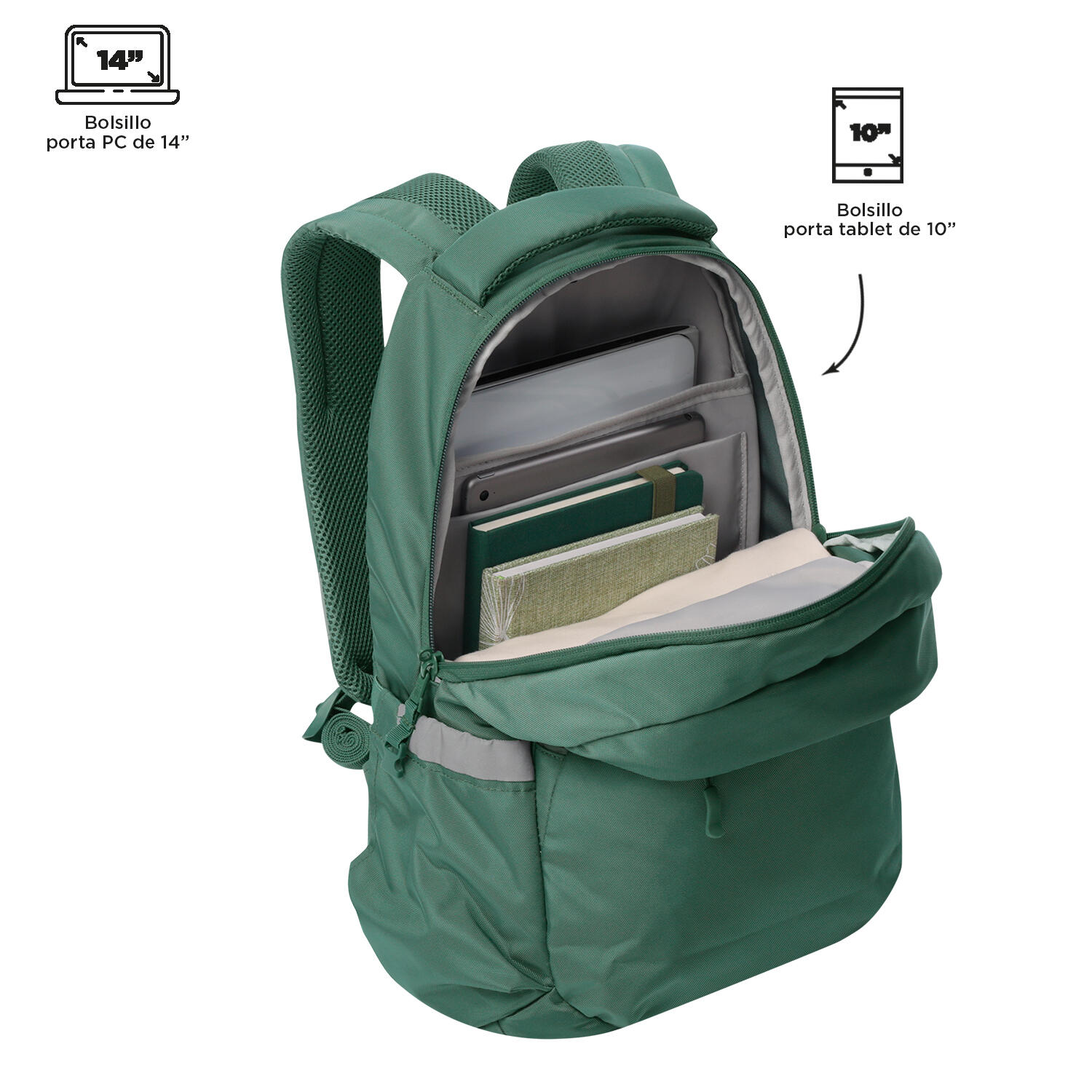 Totto Mochila urbana Misisip Silver Pine Poliéster reciclado 31 x 44 x 15 cm 5/5