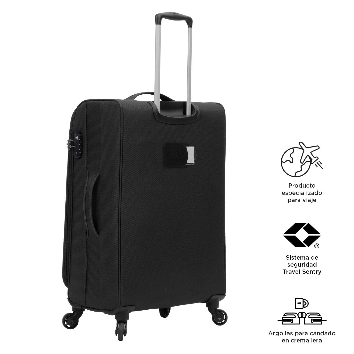 Totto Maleta mediana Travel Lite Negro Poliéster 45.5 x 66 x 23.5 cm 4/5