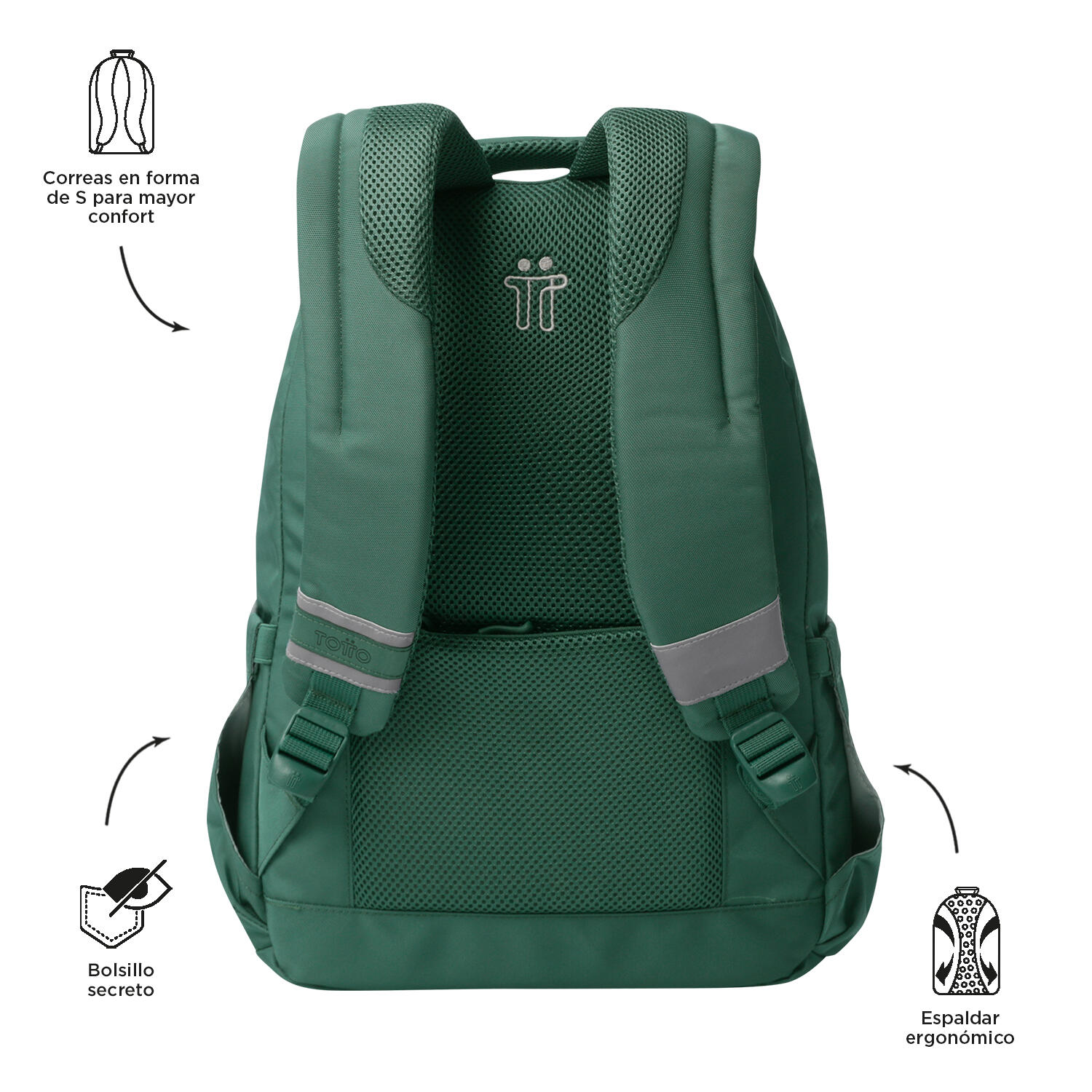 Totto Mochila urbana Misisip Silver Pine Poliéster reciclado 31 x 44 x 15 cm 4/5