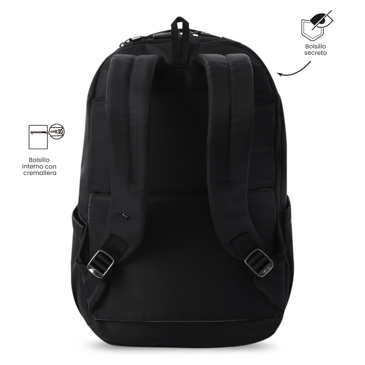 Totto Mochila ejecutiva Roxanne Negro Poliéster 28.5 x45 x 15 cm 4/5