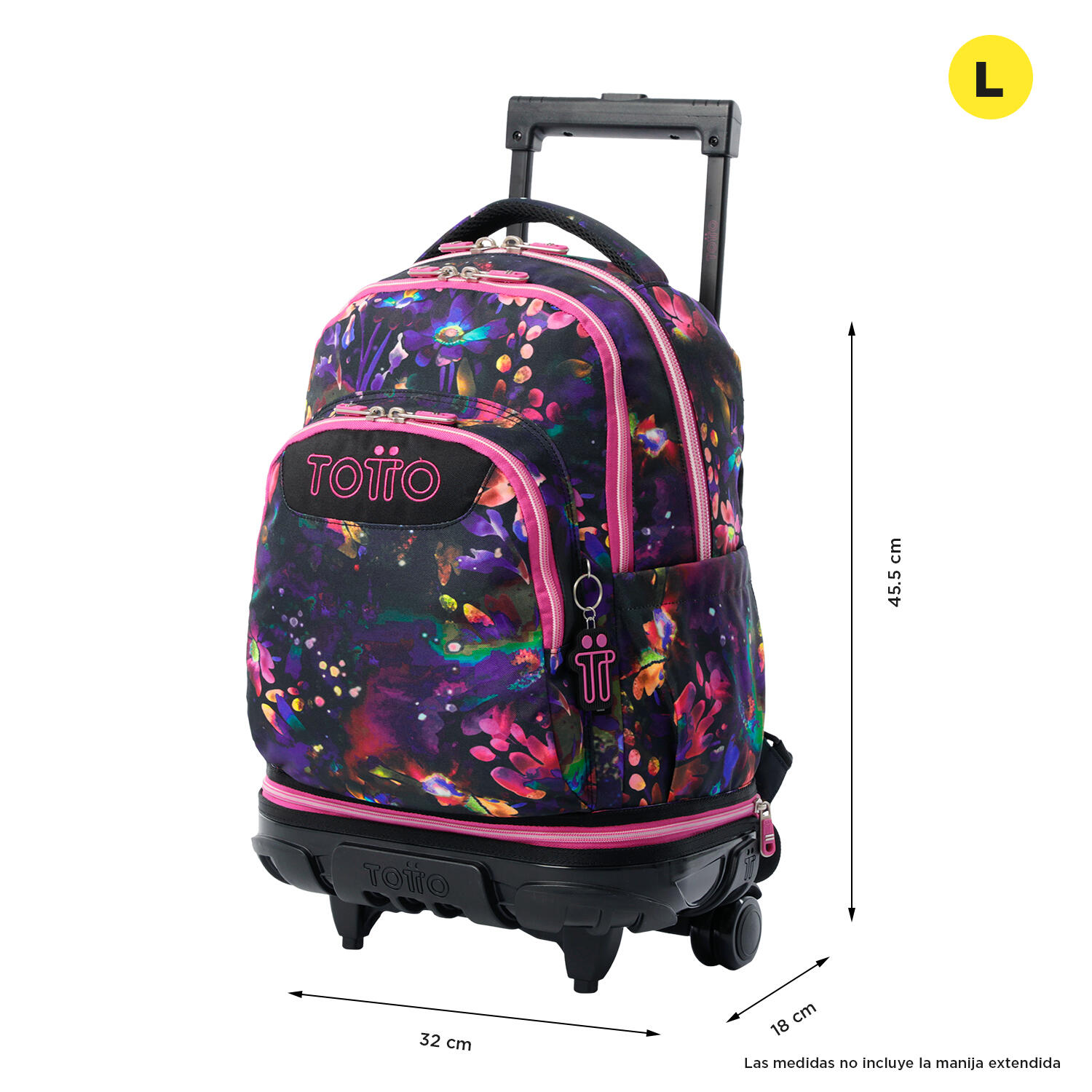 Totto Mochila escolar ruedas Tiza Desmontable Flower Galaxy Poliéster reciclado 3/5