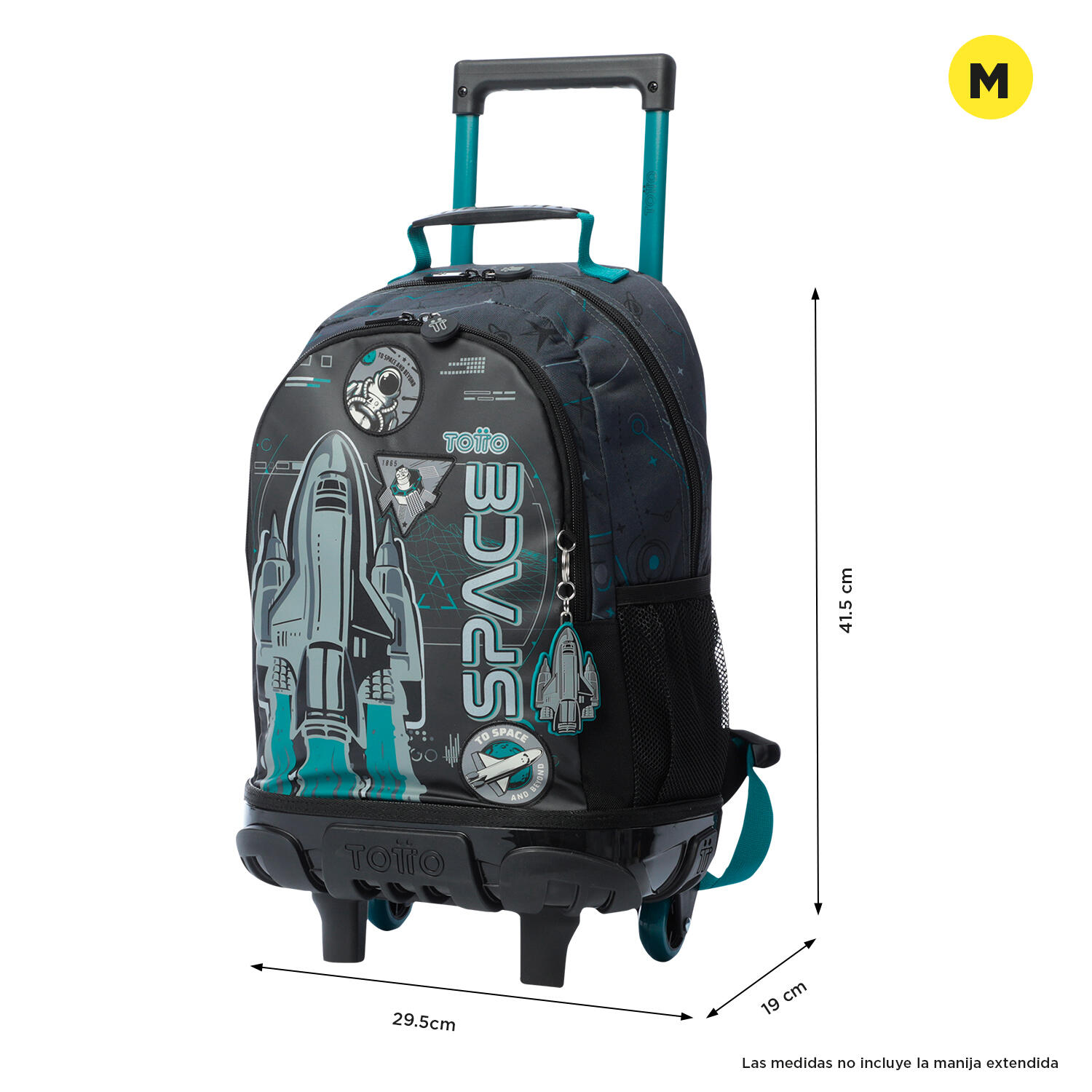 Totto Mochila infantil ruedas Apolo Gris Poliéster 29.5 x 41.5 x 19 cm 3/5