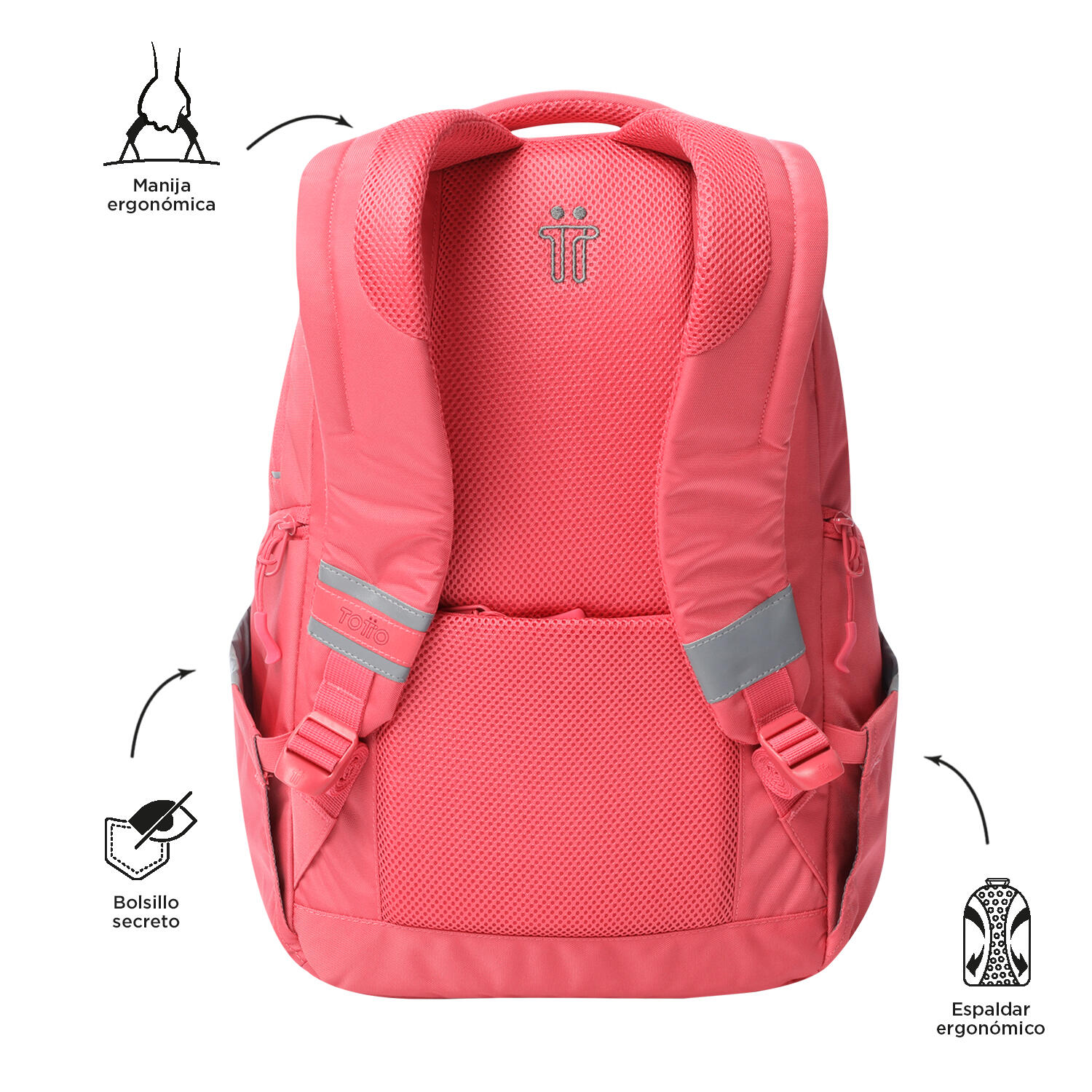 Totto Mochila urbana Eufrate Claret Red Poliéster reciclado 30.5 x 46.5 x 18.5 3/5