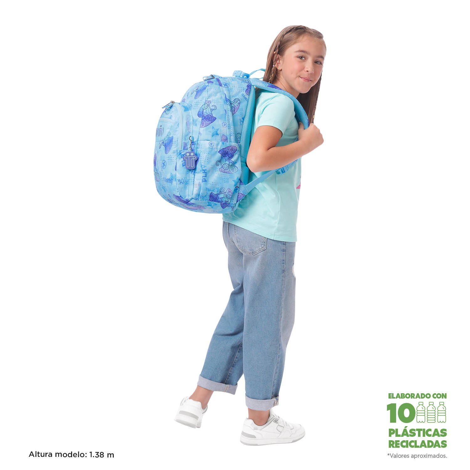 Totto Mochila escolar Acuareles Polar Poliéster reciclado 33 x 44 x 14 cm 2/5