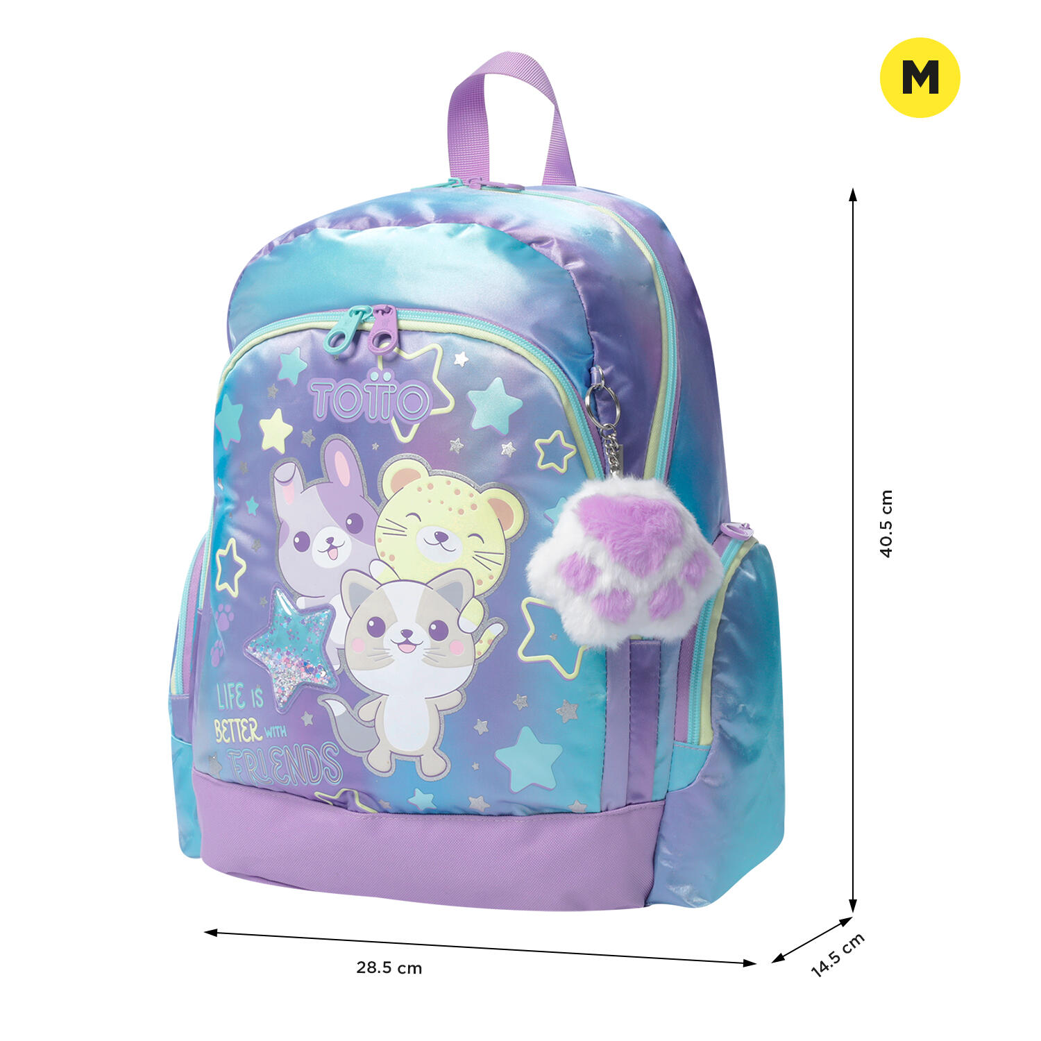 Totto Mochila Infantil Friends Morado y azul Poliéster 28.5 x 40.5 x 14.5 cm 2/5