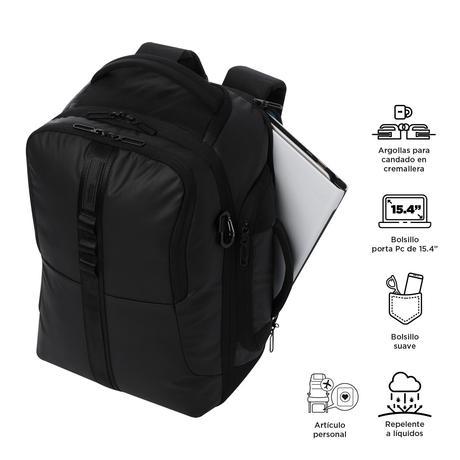 Totto Mochila viaje Deploy Negro Poliéster 30 x 50 x 22 cm 5/5