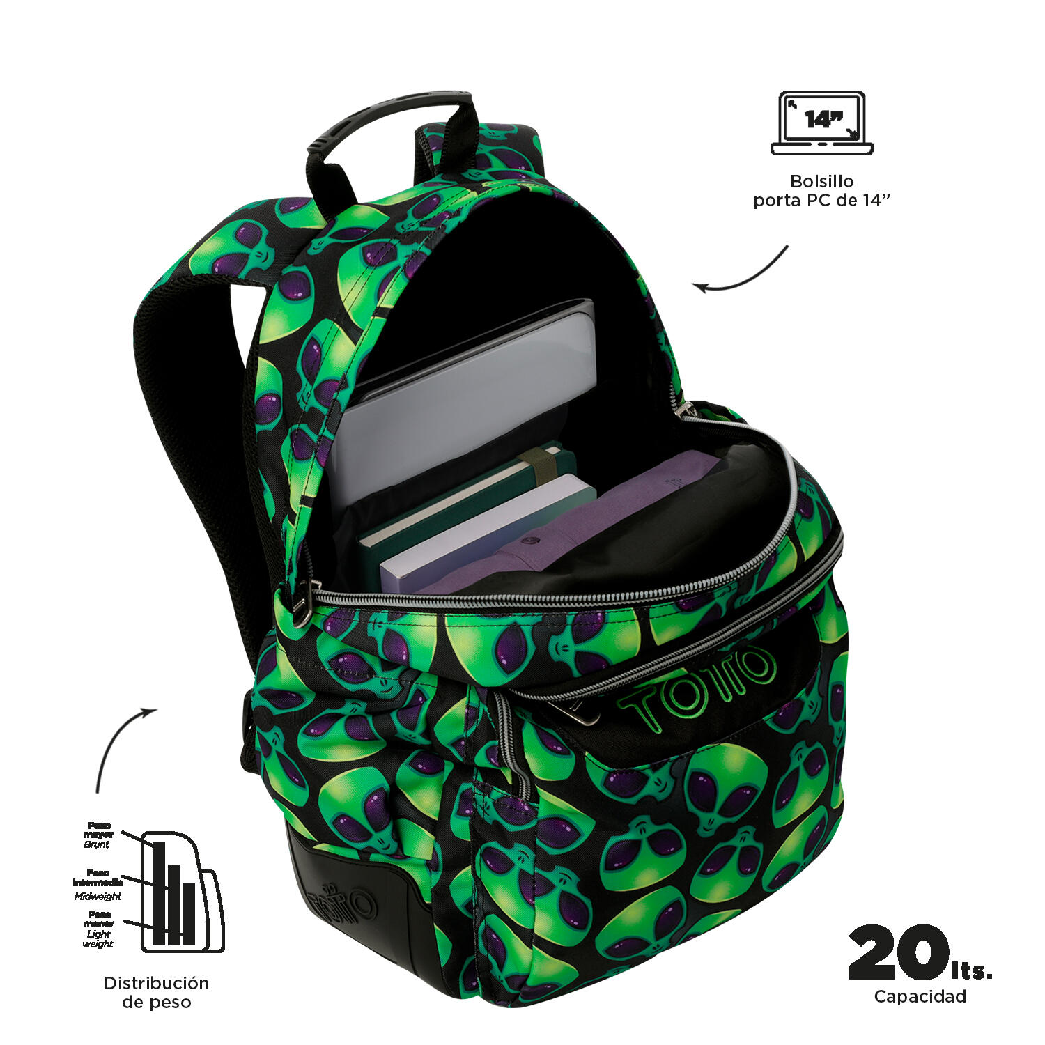 Totto Mochila escolar Rayol Ali Poliéster reciclado 33 x 44 x 13.5 cm 4/5