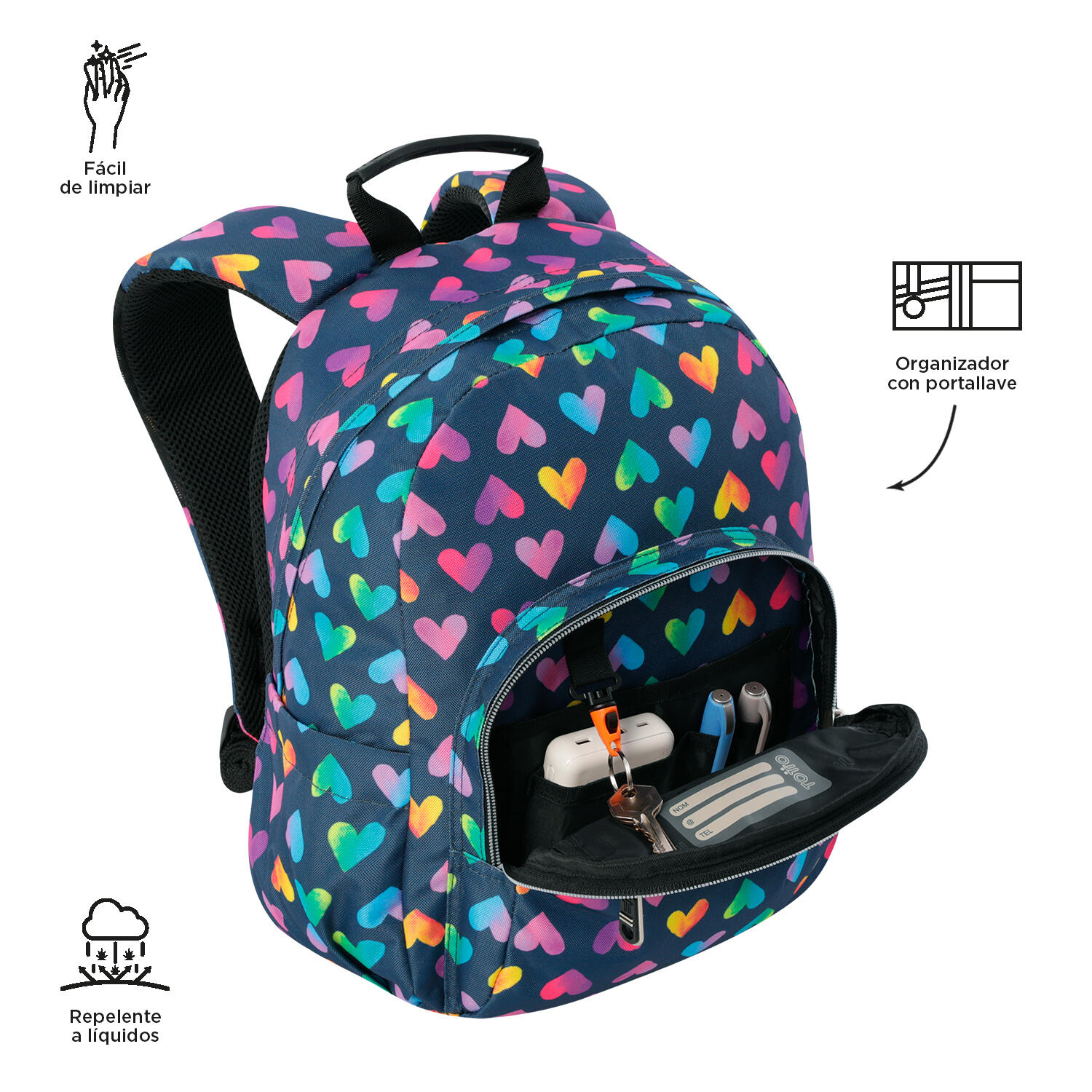 Totto Mochila escolar Tempera Latty Poliéster reciclado 27 x 36.5 x 12 cm 5/5