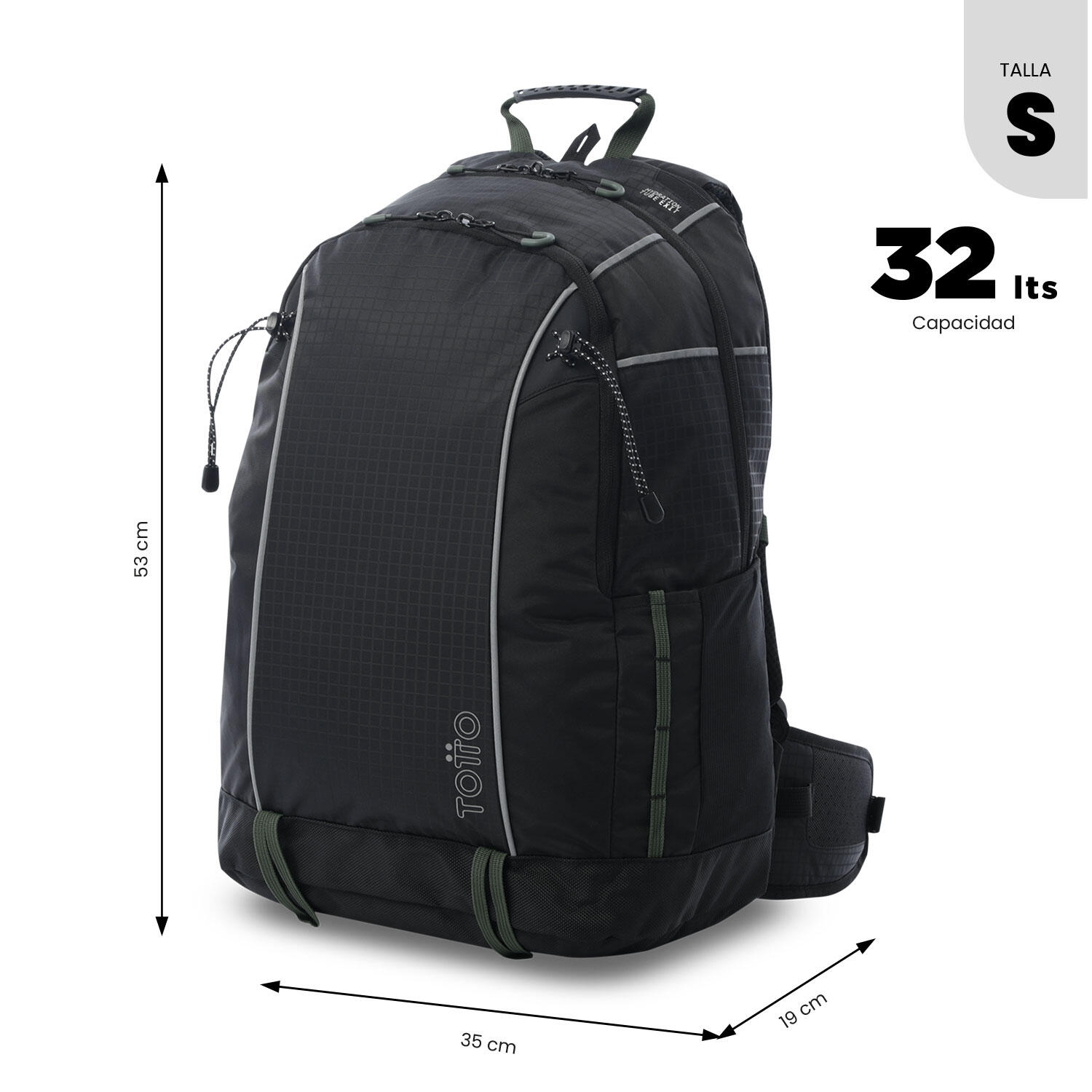 Totto Mochila viaje Summit 33 Negro Poliamida 35 x53 x 19 cm 4/5