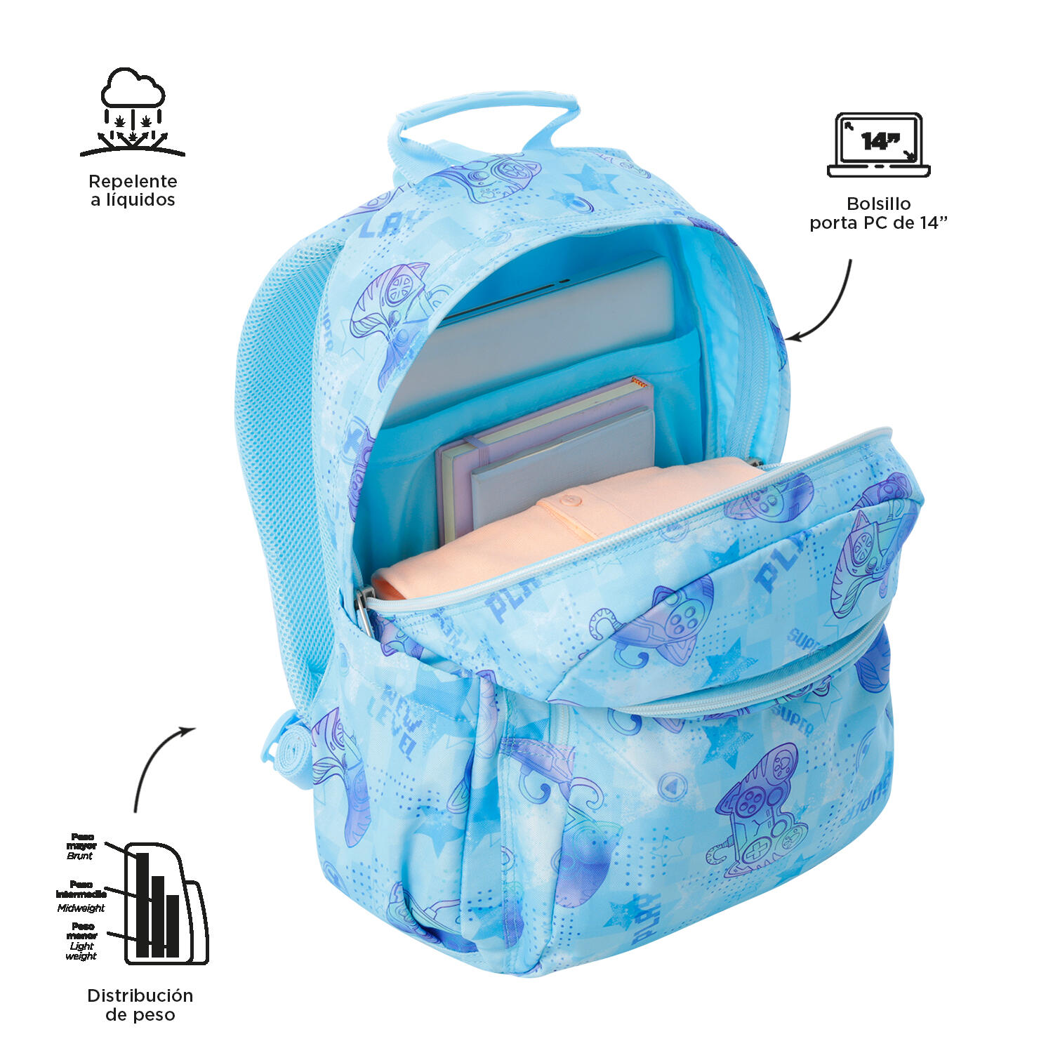 Totto Mochila escolar Acuareles Polar Poliéster reciclado 33 x 44 x 14 cm 5/5