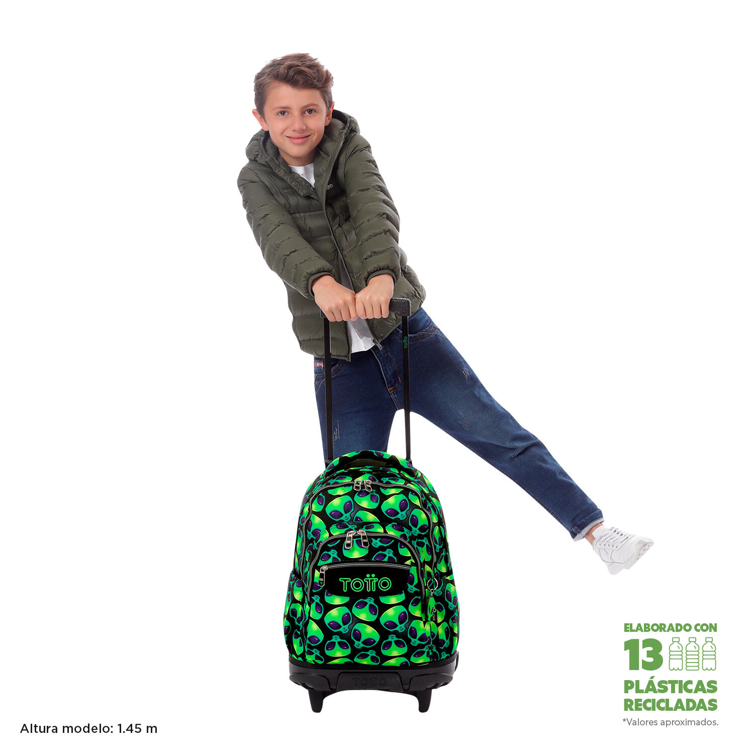 Totto Mochila escolar ruedas Renglones Ali Poliéster reciclado 32 x 45.5 x 18 c 2/5
