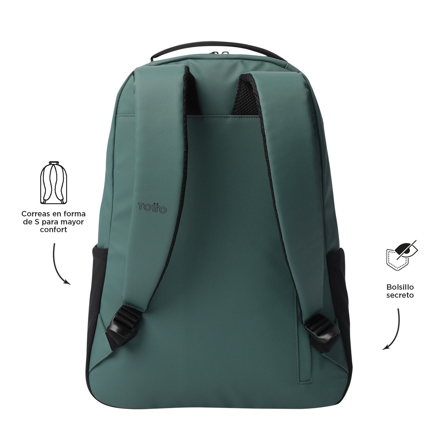Totto Mochila urbana Detroit Verde Poliéster 33 x 45 x 13 cm 4/5