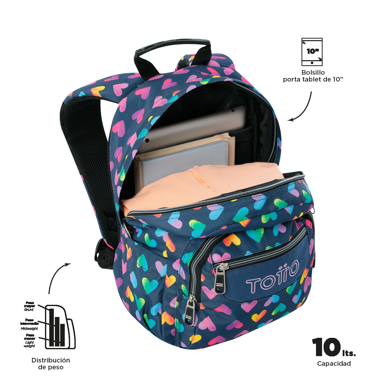 Totto Mochila escolar Tempera Latty Poliéster reciclado 27 x 36.5 x 12 cm 4/5