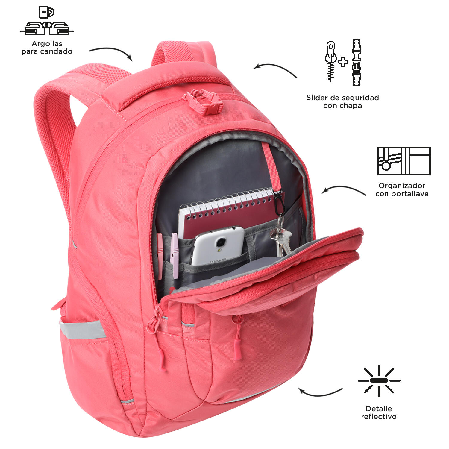 Totto Mochila urbana Eufrate Claret Red Poliéster reciclado 30.5 x 46.5 x 18.5 5/5