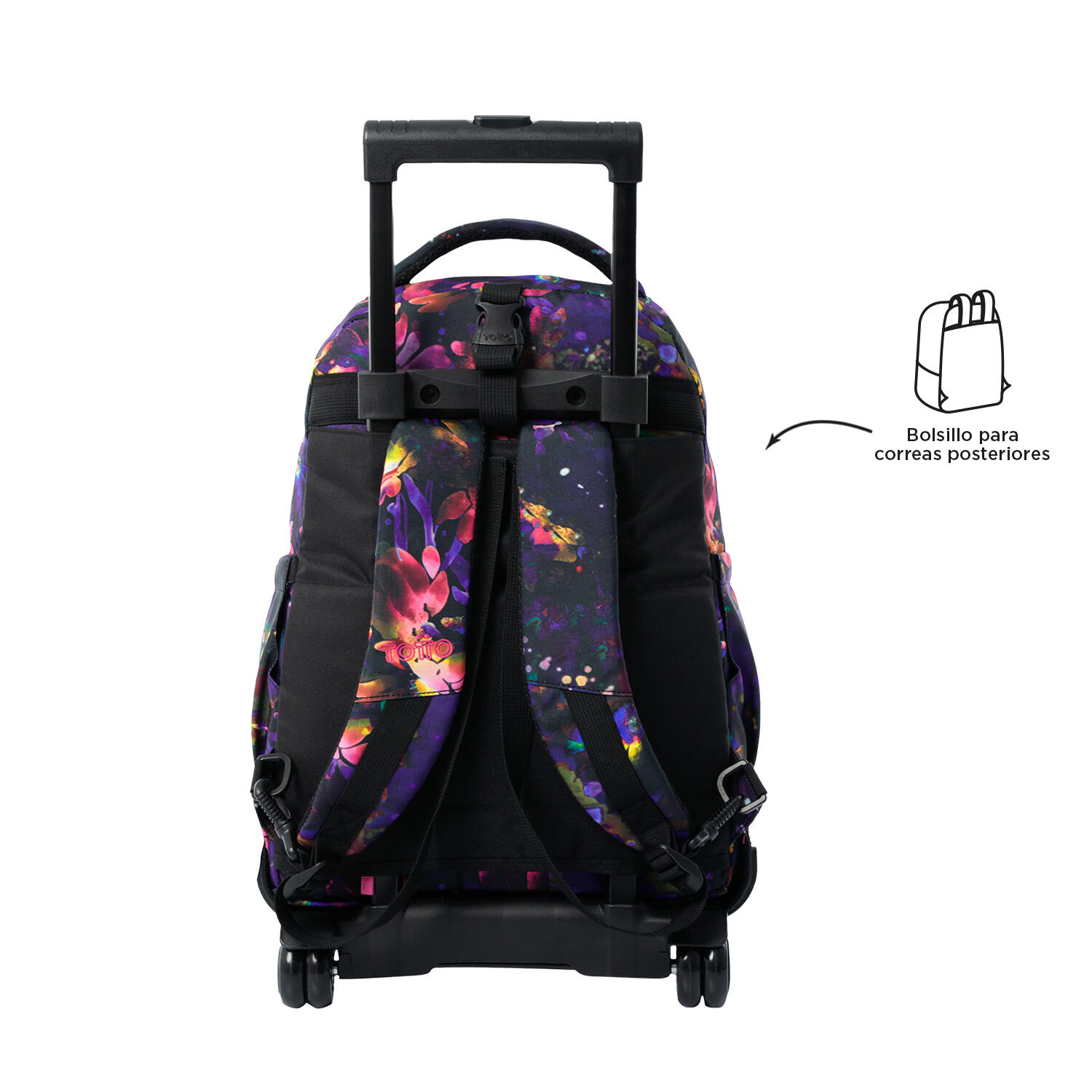 Totto Mochila escolar ruedas Tiza Desmontable Flower Galaxy Poliéster reciclado 4/5