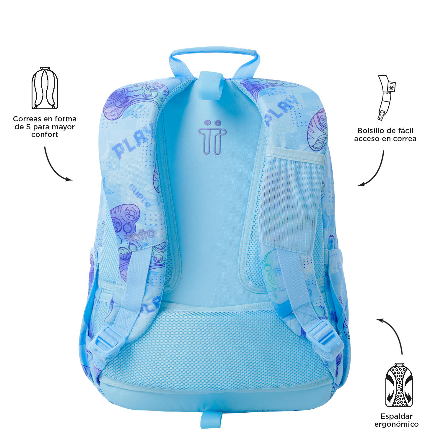 Totto Mochila escolar Acuareles Polar Poliéster reciclado 33 x 44 x 14 cm 4/5