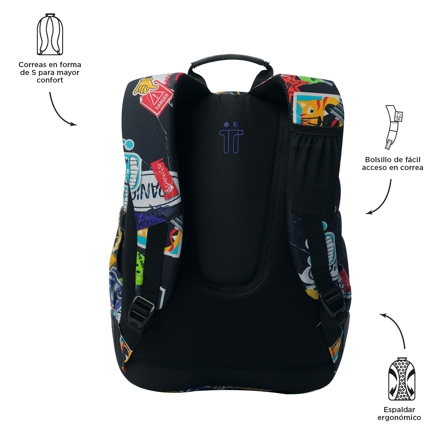 Totto Mochila escolar Rayol Sticky Poliéster reciclado 33 x 44 x 13.5 cm 3/5